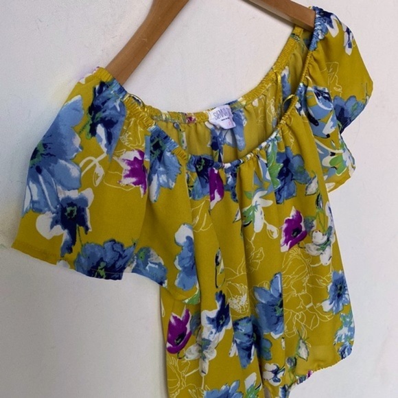 Sienna Sky Floral tie front crop short sleeve Top, Size S - Picture 5 of 6